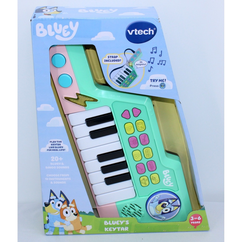 VTech Bluey's Keytar Musical Toy Keyboard with Sounds and Strap Ages 3-6 NEW - Picture 1 of 3